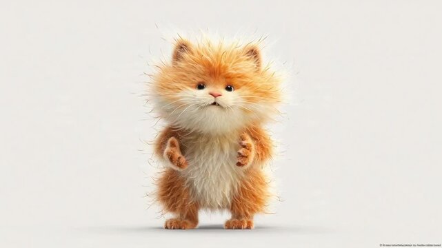 Cute red Persian kitten isolated on a white background looking fluffy and adorable in a studio portrait