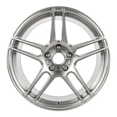 Obraz premium Silver five spoke alloy car wheel rim on transparent background