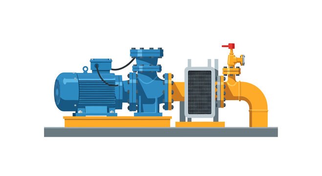 Industrial Electric Water Pump System Vector Illustration