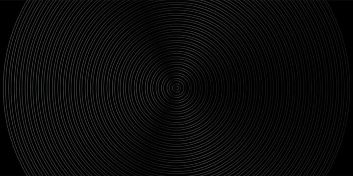 Abstract black background with circle lines pattern. Black metal lines texture. Modern shiny black and gray gradient lines creative design. vector, flayer, illustration
