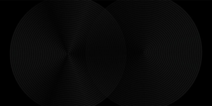 Abstract black background with circle lines pattern. Black metal lines texture. Modern shiny black and gray gradient lines creative design. vector, flayer, illustration