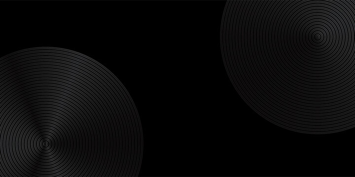 Abstract black background with circle lines pattern. Black metal lines texture. Modern shiny black and gray gradient lines creative design. vector, flayer, illustration