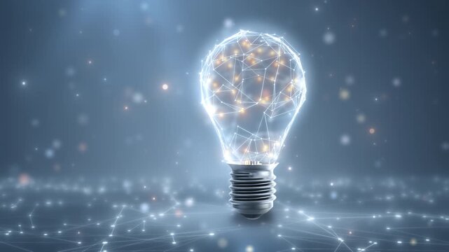 Light bulb with glowing network representing innovation and ideas