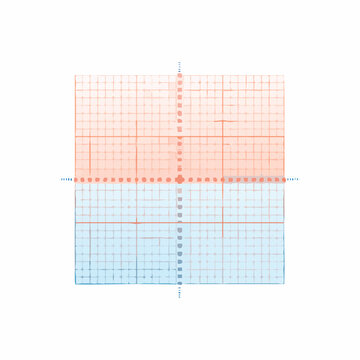 Grid coordinate system with red and blue quadrants for data visualization or charting