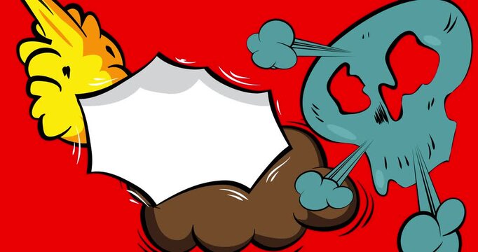Cartoon background animation, comic book backdrop video. Retro comics pop art design.