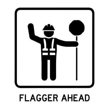 Flagger ahead sign icon isolated on transparent background svg png
