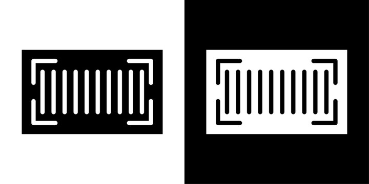 Barcode icon in solid style representing product scanning, retail tracking, inventory management and digital identification system.