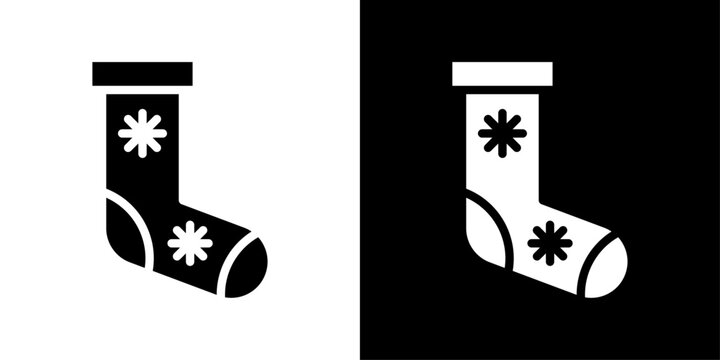 Christmas sock icon in solid style representing holiday decoration, festive celebration, winter tradition, gift stocking and seasonal festival UI.