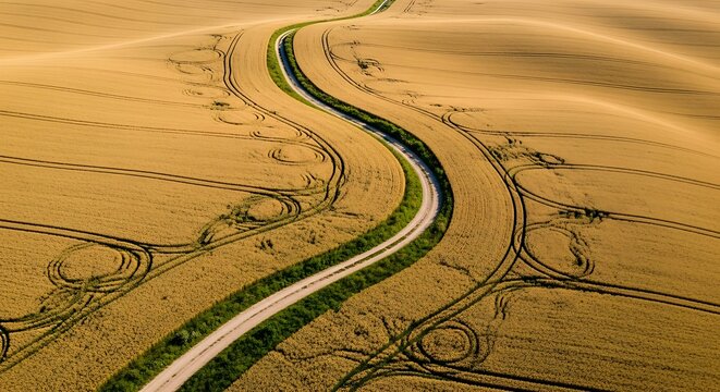 Aerial view of desert landscape road.