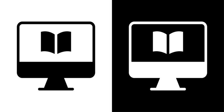 E learning icon representing online education, digital courses, virtual classrooms, and remote learning platforms.