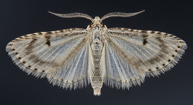 Closeup of a white moth insect.