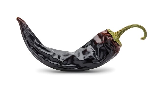 Close-up of a single black chili pepper.