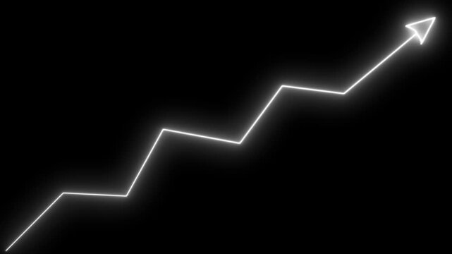 White Neon Line Graph Ascending on Black Background chart