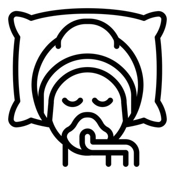 anesthesia sleep outline icon. patient lying on pillow under anesthesia. unconscious and sedated state. surgery and medical