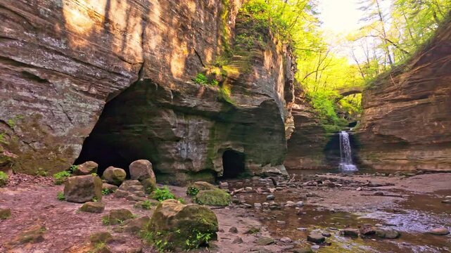 Cascade Falls in Lower Dells Canyon at Matthiessen State Park Illinois