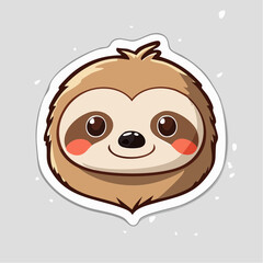 Fototapeta premium Cute Kawaii Sloth Face Sticker