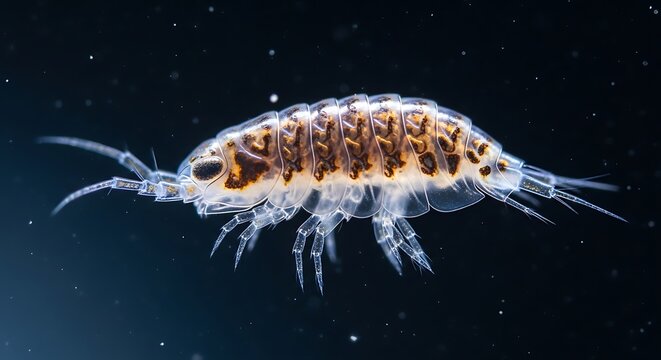 Closeup of tiny crustacean aquatic creature.
