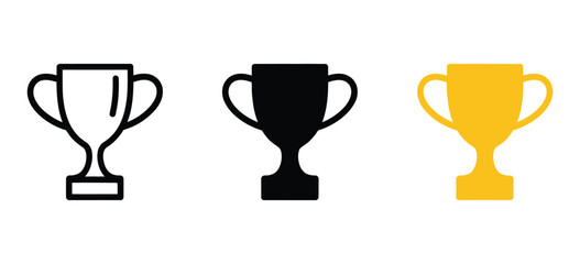 Trophy cup icon representing victory and achievement, symbol of success, award and winning for business goals, sports competitions, performance ranking and motivation vector illustration. © Khoteza