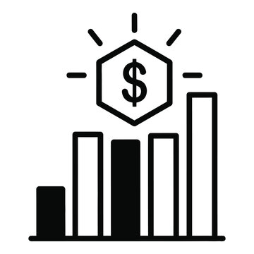 Business growth chart with dollar sign and increasing bar graph icon