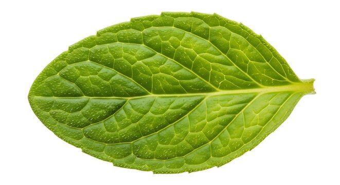Fresh green leaf on white background.