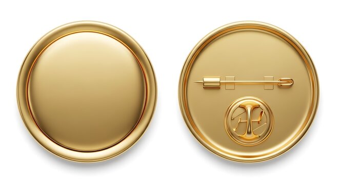 Gold metal button fastener closeup.