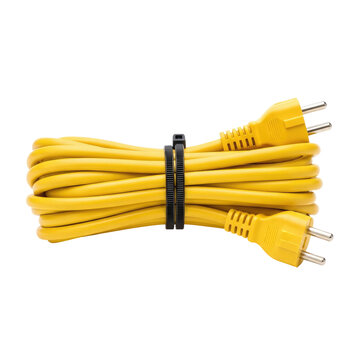 Yellow power cord... isolated on a transparent background