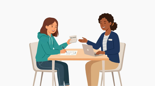 A counselor engaging in a consultation with a client. The client is receiving financial guidance. capturing the professionalism of financial planning. 