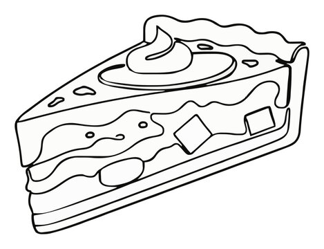 Minimalist line art quiche lorraine slice icon illus.... Generative AI