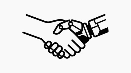 Fototapeta premium An innovative design showcases the unity of artificial and human intelligence through a handshake.