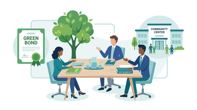 Team Meeting Around Conference Table In Modern Office.