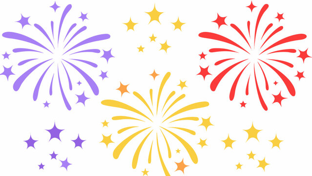 fireworks and stars illustration colorful vector design on white background