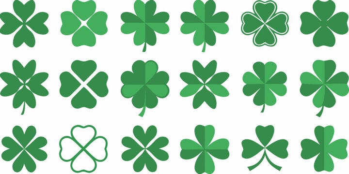green clover collection vector illustration with white background