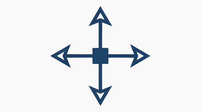 Navigational Icon: Four directional arrows converge at a central point, symbolizing options and guidance. Its sleek design represents choices, control, and direction.