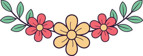 Realistic Hawaiian Flower Lei Necklace. Authentic Pink White Floral Garland. Traditional Exotic Flower Necklace Isolated. Polynesian Style Hibiscus Plumeria Lei. Wedding Decorative Blossom Garland © S43
