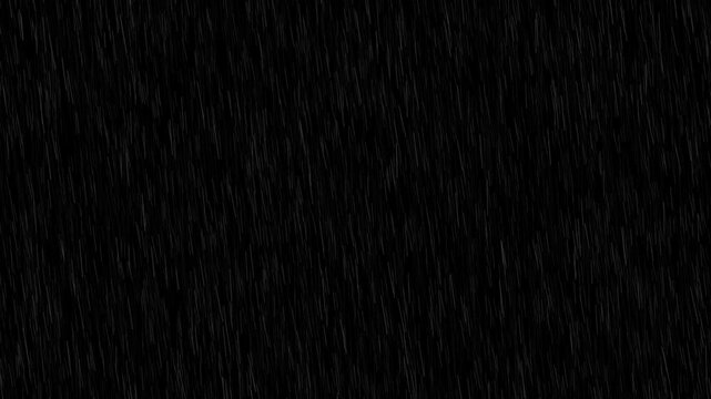 rain on black background with wind . lightened from top, seamlessly looped rain animation, perfect for film, digital composition, projection mapping