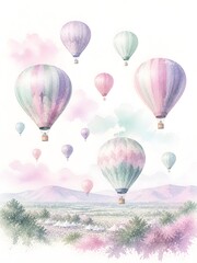 Obraz premium Whimsical pastel balloon festival scene