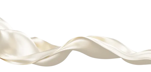 Luxury pearl color fabric flowing with silk weave texture isolated on transparent background with copy space 3D render © ArtBackground
