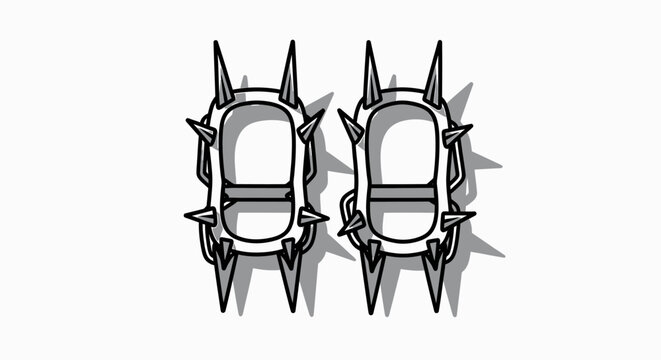 Two metal spikes on white background.