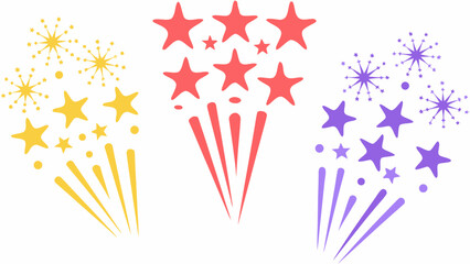 fireworks display illustration with colorful starbursts on white background © bashanti