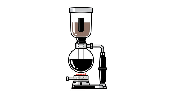 Vintage Coffee Siphon Brewing Device Isolated on White Background.