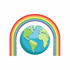 Naklejka premium Earth with Rainbow Arch
