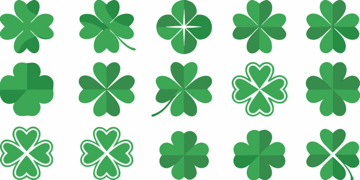 green clover collection vector illustration on white background