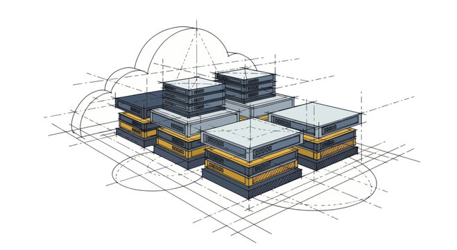 Cloud Computing Architecture Blueprint with Data Centers.