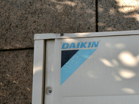 Shanghai,China-Nov.15th 2025: Daikin brand logo on air conditioner