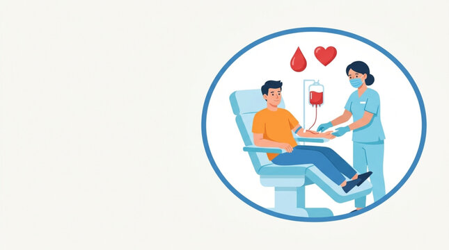 World Blood Donor Day  medical professional assists a voluntary blood donor, illustrating the vital act of giving blood to support community health and save lives through a selfless medical procedure