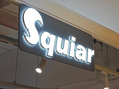 Shanghai,China-Nov.15th 2025: Squier brand logo store sign