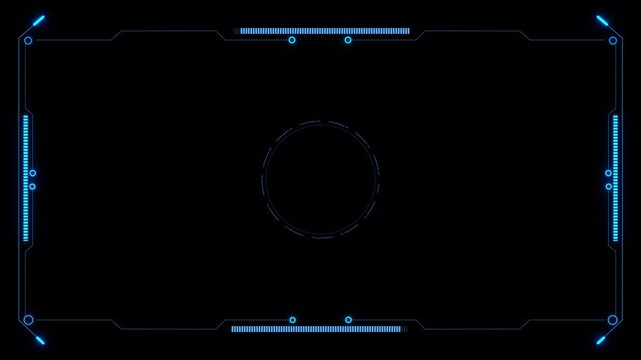 Futuristic digital Frame HUD element cyber frame technology video overlay templates. Digital futuristic motion graphic element cyber generated background. security hologram frame border 4k background.