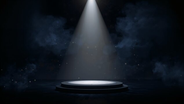 empty circular stage with spotlight dark dramatic lighting