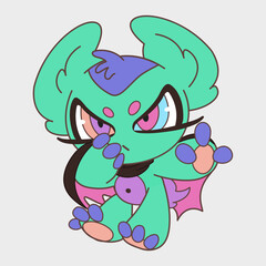 Fototapeta premium Cute cartoon bat. Funny character. Cartoon character design.