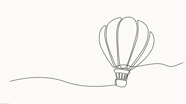 Self drawing animation of continuous line hot air balloon, Birthday balloons icon. Full length unbroken line art animation, Modern robotics artificial intelligence. Electronic technology.